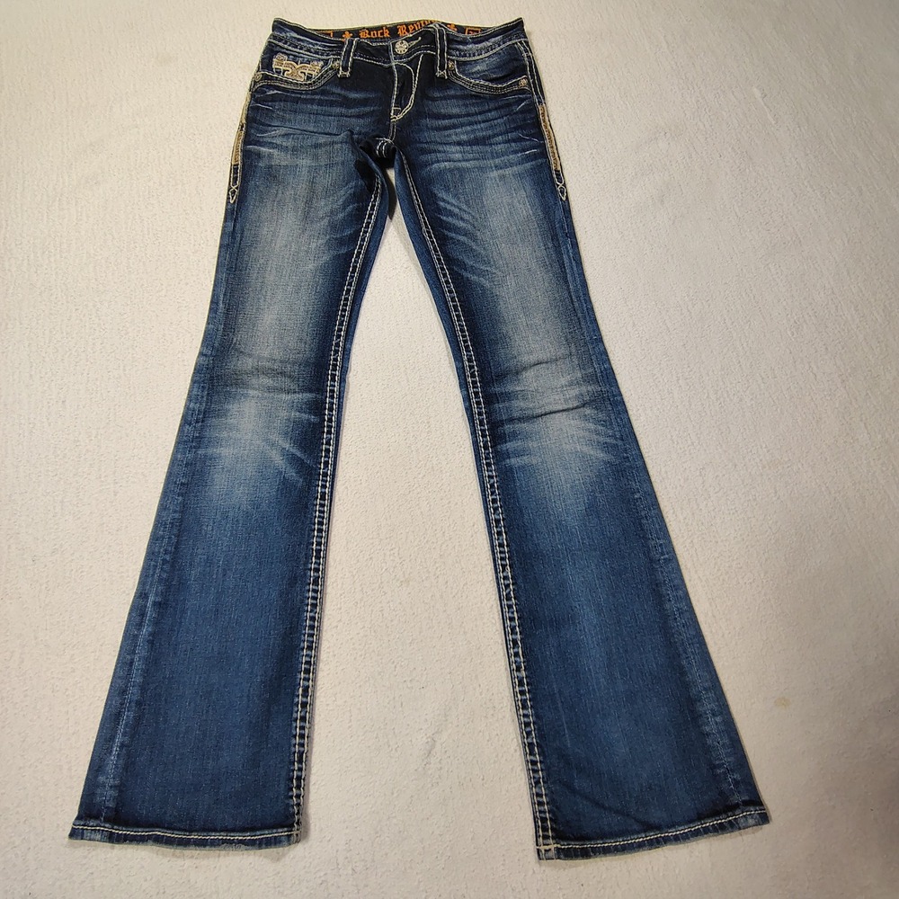 Rock Revival Jeans Womens 28 Saratov Bootcut Denim Flap Pocket RJ8127B2